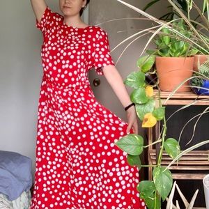 Vintage 90s Willow Ridge Red Polka Dot Dress